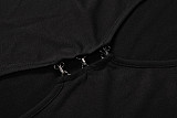 Fashionable Hollow Hook Zipper Top and Sexy Slim-fitting Trousers Two-piece Set DLS-84204