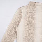 Half Turtleneck Light Color Snake Print Long Sleeve Hip Short Dress XYWL-25DS369