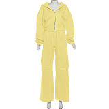 Casual Hooded Long-sleeved Zip-up Jacket and Loose-fitting Trousers Set SXE-55269