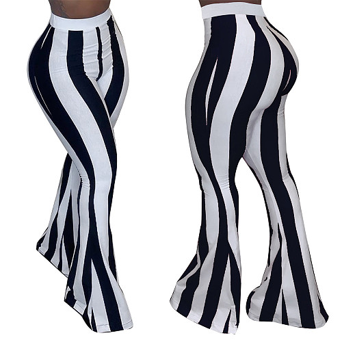 Fashionable Striped Casual Flared Trousers HMS-5588