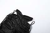 Sexy Pleated Cropped High-waisted Straight-leg Trouser Suit ZJQD-85221