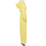Casual Hooded Long-sleeved Zip-up Jacket and Loose-fitting Trousers Set SXE-55269