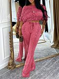 2025 Slim Stretch Top And Casual Trousers Two Pieces AIL-334