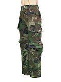Multi-pocket Camouflage Work Pants For Women Straight-leg Loose Casual Pants SH-391446