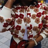 Double-layered Threaded Woolen Coat Flower Carved Patterns Cardigans XMOJ-8632