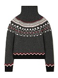 High-neck Jacquard Sweater Retro Ethnic Knitted Sweater Loose Warm Top ZS-0348