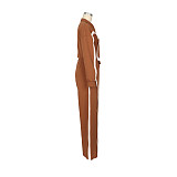 Autumn Winter Striped Long-sleeved Cardigan Straight Leg Trousers Two Piece Set AIL-335
