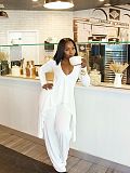 Irregular V-neck Casual Long-sleeved Shirts Loose Two Pieces YS-2508