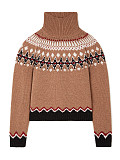 High-neck Jacquard Sweater Retro Ethnic Knitted Sweater Loose Warm Top ZS-0348