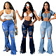 Ripped Fringed Washed Jeans 2025 Wholesale ME-615