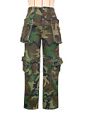 Multi-pocket Camouflage Work Pants For Women Straight-leg Loose Casual Pants SH-391446