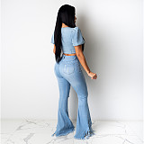 Ripped Fringed Washed Jeans 2025 Wholesale ME-615