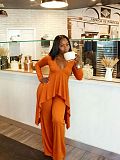 Irregular V-neck Casual Long-sleeved Shirts Loose Two Pieces YS-2508