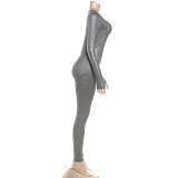 Stylish Solid Color Low-cut High-waisted Tight Jumpsuit ZJQD-85086