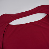 Sexy Solid Color Hollowed-out Long-sleeved Simple Off-shoulder Bodycon Dress MRA-45924