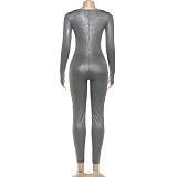Stylish Solid Color Low-cut High-waisted Tight Jumpsuit ZJQD-85086