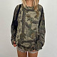 Retro Casual Camouflage Leaf Print Long-sleeved Crew Neck Sweatshirt MRA-40979