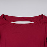 Sexy Solid Color Hollowed-out Long-sleeved Simple Off-shoulder Bodycon Dress MRA-45924