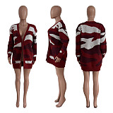 Camouflage Knit Long Sleeve Cardigan Jacket TR-1187