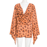 Sexy Leopard Print Ruffled Sleeve Bodycon Dress With A Sway Neckline XYWL-25DS392