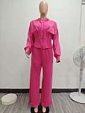 Casual Solid Color Knitted Long-sleeved Tassel Suit TK-6347