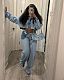 Casual Denim Cropped Jacket Tighten Trouser Legs Two Pieces Pants Set TR-1319