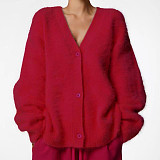Spring Autumn Imitation Mink Laid-back Loose Sweater Soft Long-sleeved Knitted Sweater For Women RS-9902