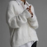 Spring Autumn Imitation Mink Laid-back Loose Sweater Soft Long-sleeved Knitted Sweater For Women RS-9902