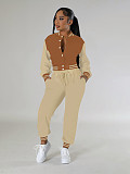 Stylish Baseball Jacket With Single-breasted Button Closure Two-piece Set