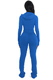 Fashionable Casual Solid Solor Hooded Cardigan Two-piece Set YD-8838