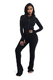 Fashionable Casual Solid Solor Hooded Cardigan Two-piece Set YD-8838