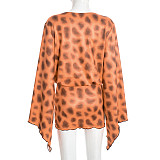 Sexy Leopard Print Ruffled Sleeve Bodycon Dress With A Sway Neckline XYWL-25DS392