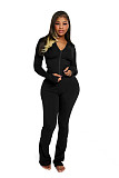 Fashionable Casual Solid Solor Hooded Cardigan Two-piece Set YD-8838