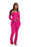 Fashionable Casual Solid Solor Hooded Cardigan Two-piece Set YD-8838
