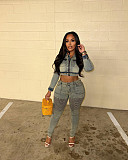 High Waisted Elastic Slimming Hip-lifting Trendy Women Long Pants Set TR-1343