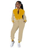 Stylish Baseball Jacket With Single-breasted Button Closure Two-piece Set