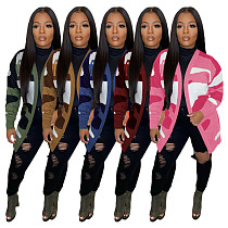 Camouflage Knit Long Sleeve Cardigan Jacket TR-1187