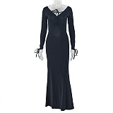 Sexy V-neck Backless Long-sleeved Bodycon Dress JY-303605