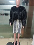 Loose Artificial Leather Cardigan Short Jacket Plush Coat XINH-81016