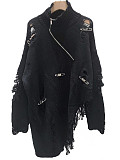 Stylish Half-zip Turtleneck Ripped Loose Sweater PMR-817