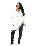 Stylish Half-zip Turtleneck Ripped Loose Sweater PMR-817