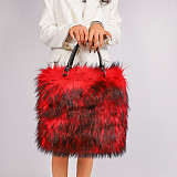 Niche Minimalist Versatile Faux fFur Soft Plush Tote/Shoulder Bag HES-3061