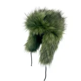 New Winter Faux Raccoon Fur Thickened Straw Hat HES-6700