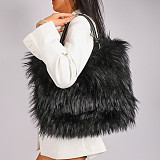 Niche Minimalist Versatile Faux fFur Soft Plush Tote/Shoulder Bag HES-3061