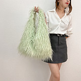 New Large-capacity Faux Fur Tote Bag With Tan Wool Plush Texture HES-3000