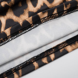 Leopard Print Off-shoulder Deep V-neck High-waisted Straight Leg Pants Suit XYWL-25ST311
