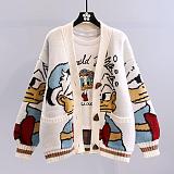 Cartoon Sweater Jacket Women Autumn Winter 2025 Outerwear Thick Knitted Cardigan RS-9901