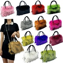 Square Plush Faux Fur Raccoon FurTote Bag With Large Capacity HES-3300