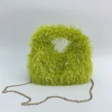 Stylish Candy-colored Tassel Plush Small Round Portable Bag