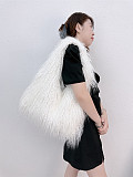 New Large-capacity Faux Fur Tote Bag With Tan Wool Plush Texture HES-3000